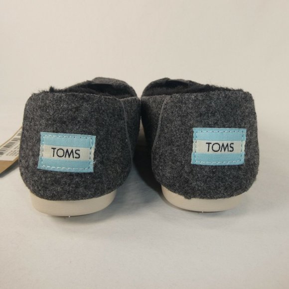Toms Womens Size 5 Alpargata Gray 2 Tone Felt Let it Snow Embroidery Fuzzy Shoe - Picture 7 of 8